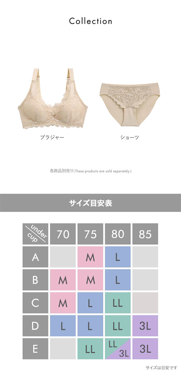 サンエイ SANEI なめらかFit 脇高ノンワイヤーブラジャー M L LL 総レース 単品 楽ちん