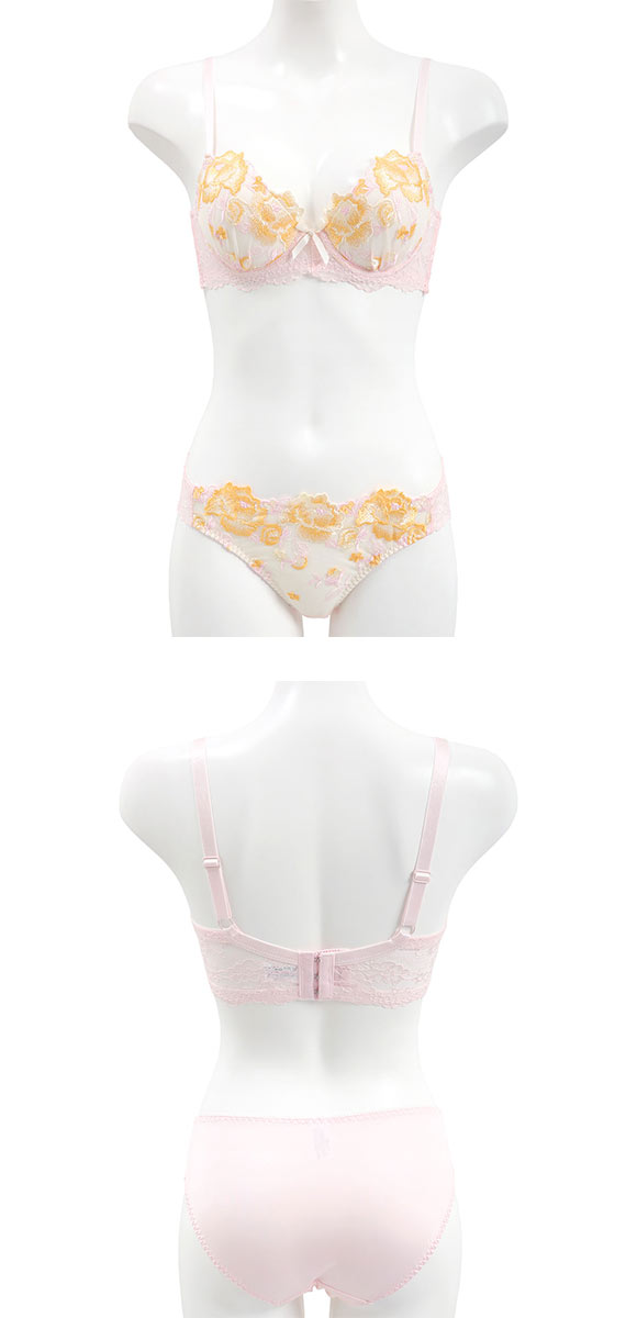 サンエイ 脇高 ビビットフラワー ブラセット EF 大きいサイズ グラマー 脇肉 谷間 盛り ブラジャー ショーツ セット 美胸 SANEI