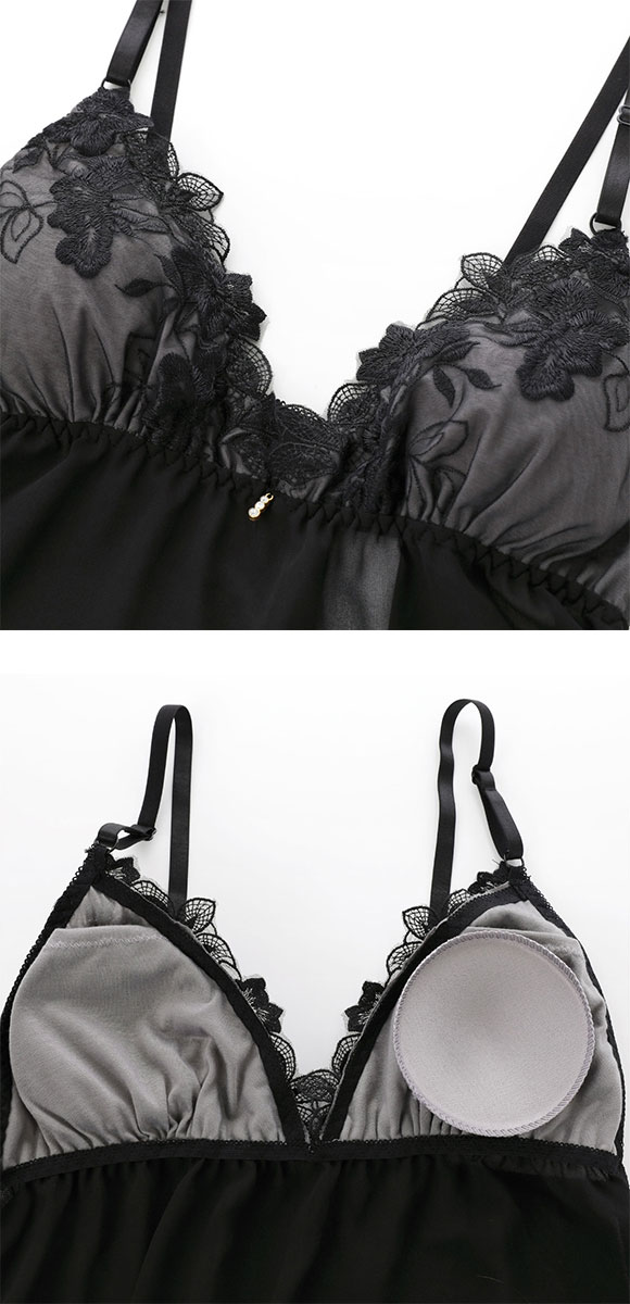 サンエイ クラシカルフロレゾン カップ付き スリップ＆ショーツ ランジェリー ベビードール キャミ 上下セット SANEI