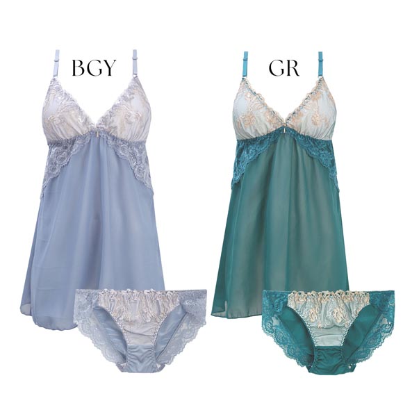 サンエイ シーサイドフラワー カップ付き スリップ＆ショーツ ランジェリー ベビードール キャミ 上下セット SANEI