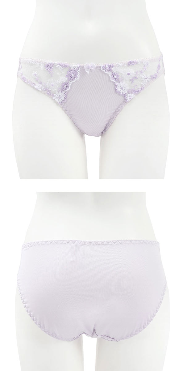 サンエイ SANEI ギュピールレース 小花刺繍 スリップ カップ付き ショーツ 上下セット ランジェリー