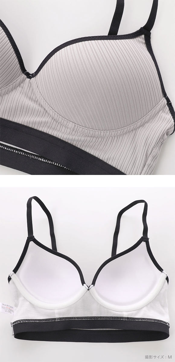 サンエイ リラックス＆ナチュラル スポーティリブ アウトゴム ノンワイヤー ブラセット M L LL ブラレット ワイヤレス ショーツ
