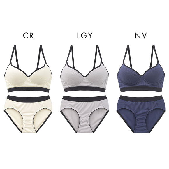 サンエイ リラックス＆ナチュラル スポーティリブ アウトゴム ノンワイヤー ブラセット M L LL ブラレット ワイヤレス ショーツ