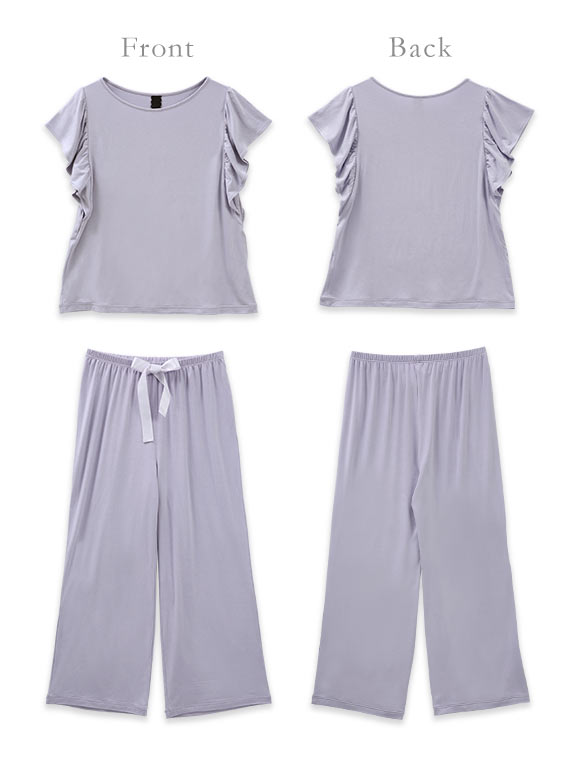 ブルーミングフローラ ルームウェア ゆるっととろみタッチ 上下セット 半袖 ワイドパンツ 春夏秋 bloomingFLORA