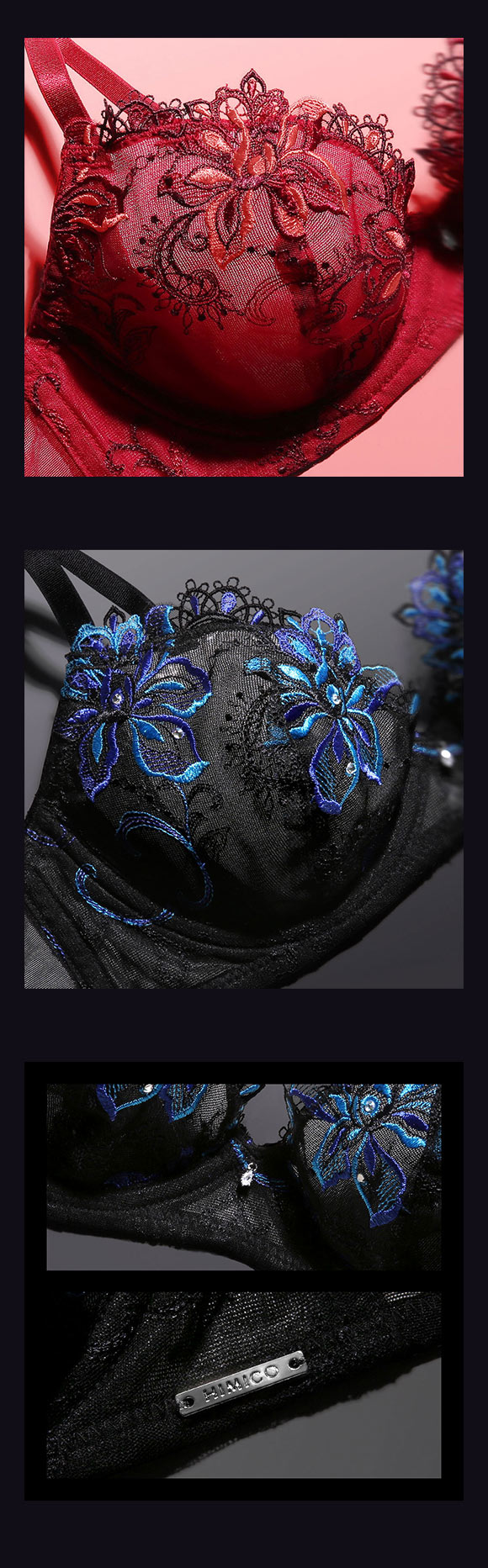 HIMICO estasiare GEMMA ノンパテッド ブラジャー 総レース ランジェリー BCDEF 002series 単品