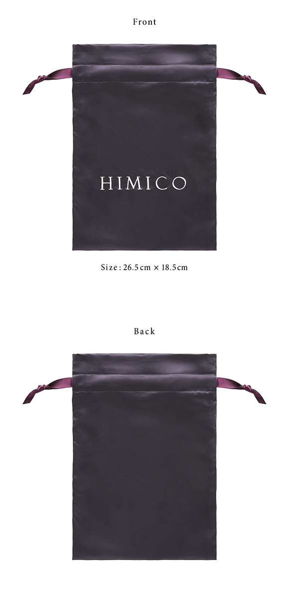 HIMICO ミニポーチ 巾着 単品 小物入れ サテン プレゼント ギフト 旅行 ロゴ入り シンプル
