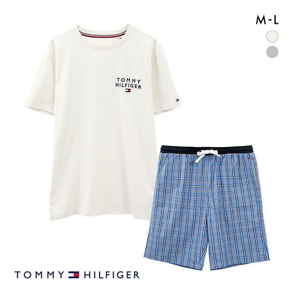 トミー・ヒルフィガー TOMMY HILFIGER SS WOVEN PJ SET DRAWSTRING 半袖Tシャツ/ショートパンツセット メンズ ラウンジウェア