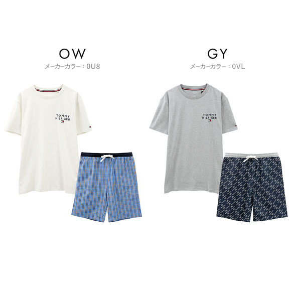 トミー・ヒルフィガー TOMMY HILFIGER SS WOVEN PJ SET DRAWSTRING 半袖Tシャツ/ショートパンツセット メンズ ラウンジウェア