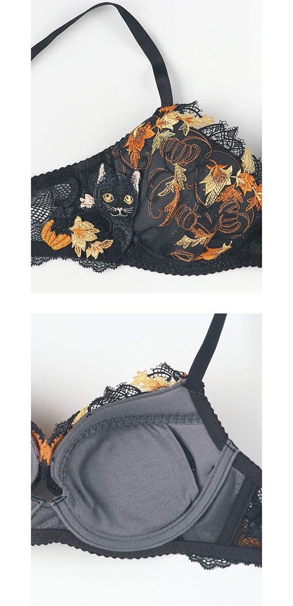 ウンナナクール une nana cool 魔女の猫ブラ 3/4カップブラジャー 単品 ねこと魔女の世界を表現