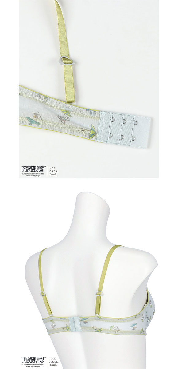 ウンナナクール PEANUTS × une nana cool リボンブラ 胸もとフィットながもち 動いても、キレイはつづく 3/4カップブラジャー 大きいサイズ
