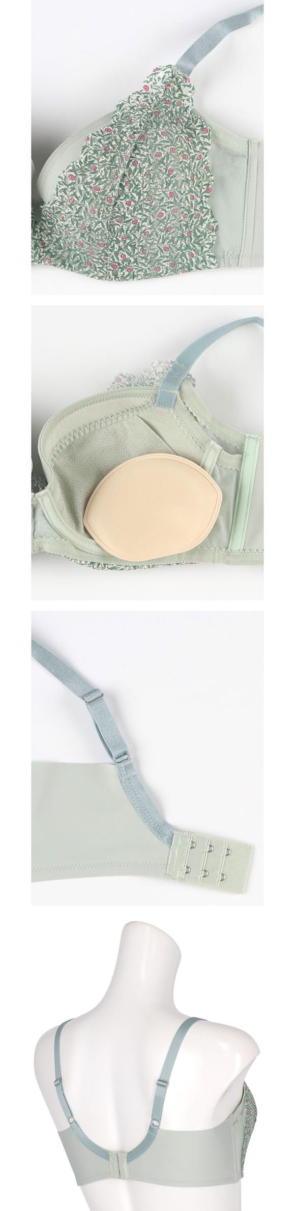 ウンナナクール 脇スッキリ さあ、わたし MADE WITH LIBERTY FABRIC レース 3/4カップブラジャー une nana cool 大きいサイズ