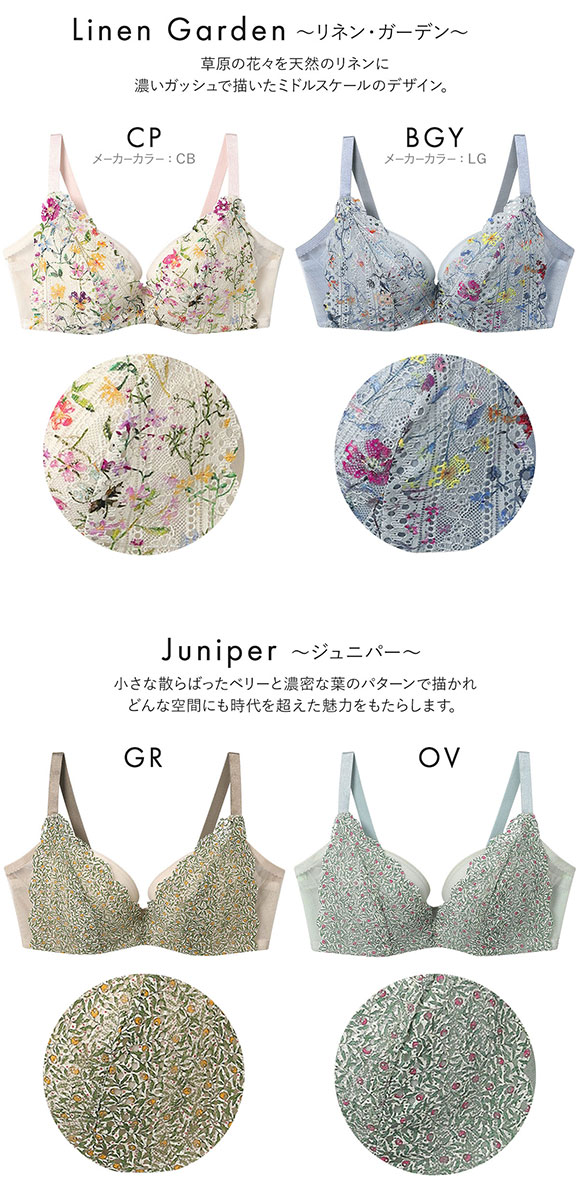 ウンナナクール 脇スッキリ さあ、わたし MADE WITH LIBERTY FABRIC レース 3/4カップブラジャー une nana cool 大きいサイズ