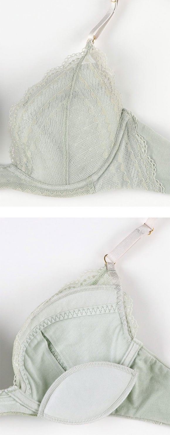 ウンナナクール ビタードットコットン 3/4カップブラジャー 綿混 前中心が痛くなりにくい 全サイズ同一価格 une nana cool