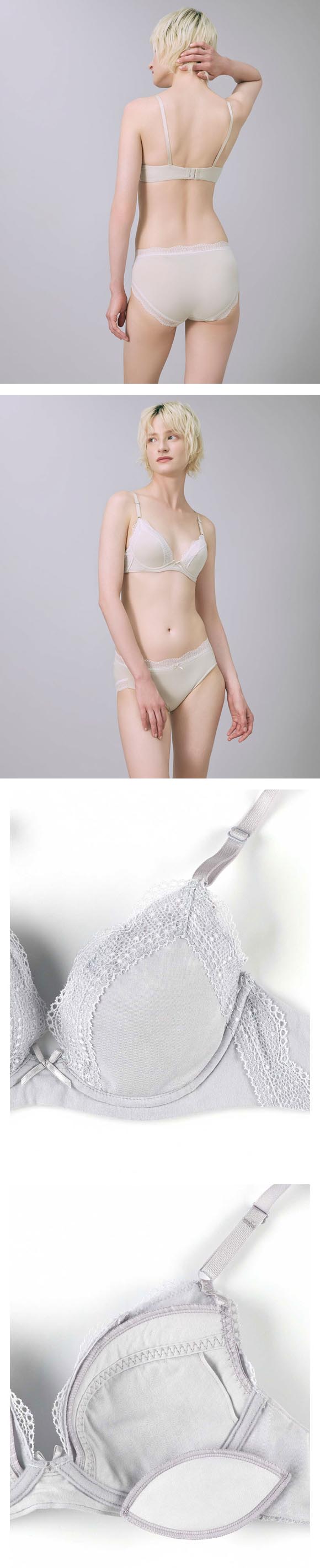 ウンナナクール カジュコト 3/4カップブラジャー 綿混 前中心が痛くなりにくい une nana cool