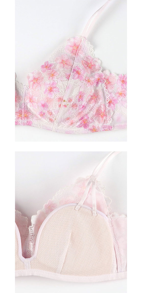 ウンナナクール une nana cool 特別な日以外の364日つけたくなるブラ 364ブラ レース 桜柄 ノンワイヤーブラ 単品