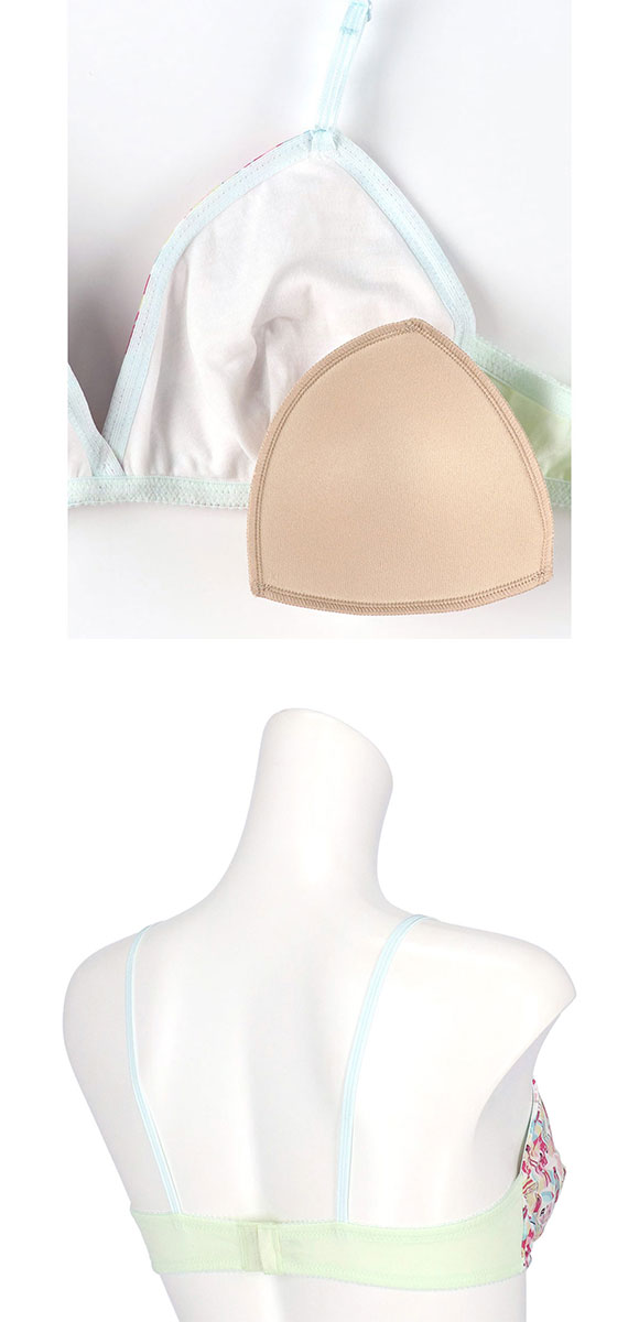 ウンナナクール une nana cool 綿混 三角ノンワイヤーブラ MADE WITH LIBERTY FABRIC