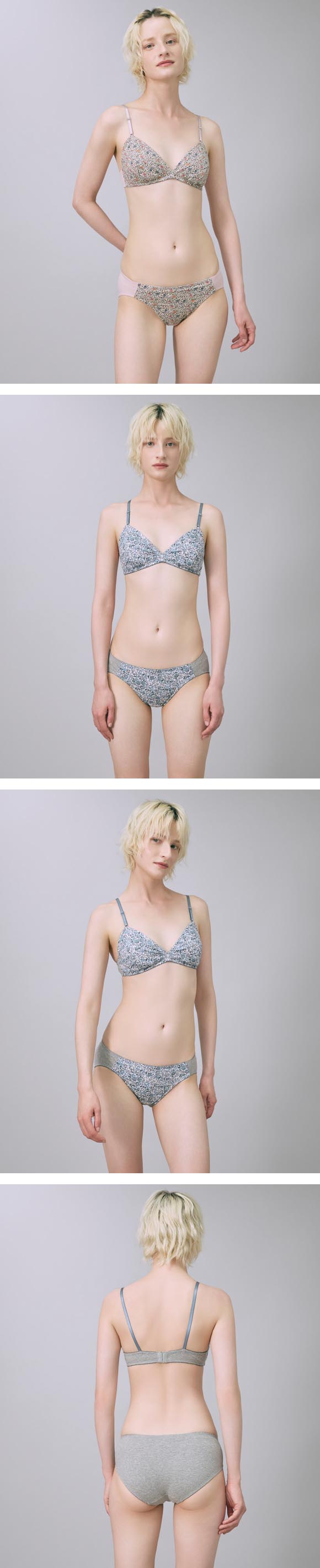 ウンナナクール 綿混 三角ノンワイヤーブラ MADE WITH LIBERTY FABRIC 単品 une nana cool