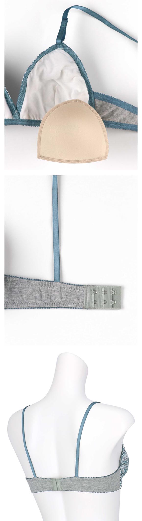ウンナナクール 綿混 三角ノンワイヤーブラ MADE WITH LIBERTY FABRIC 単品 une nana cool