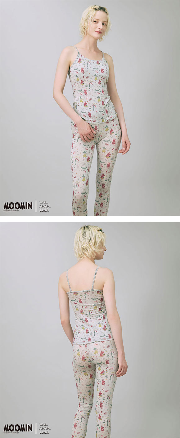 ウンナナクール MOOMIN × une nana cool ハラマキ付きレギンス ボトムス 足首丈 ムーミン