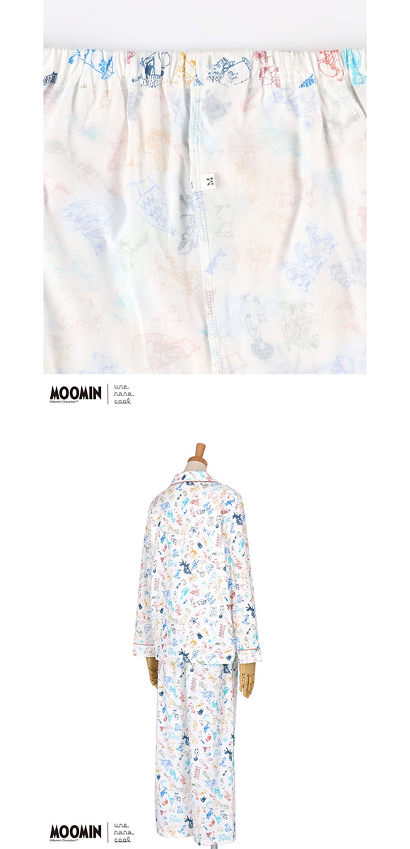ウンナナクール MOOMIN × une nana cool 綿100％ 開襟パジャマ ルーム