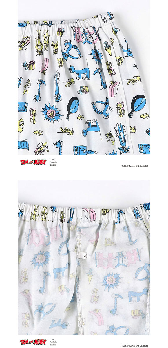 ウンナナクール トムとジェリー × une nana cool 綿100 長袖開襟パジャマ ルームウェア 上下セット レディース une nana cool