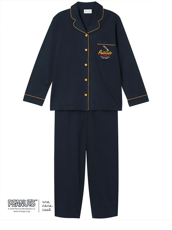 ウンナナクール 綿100 PEANUTS × une nana cool ハイゲージ天竺パジャマ ルームウェア スヌーピー 上下セット 長袖 レディース une nana cool