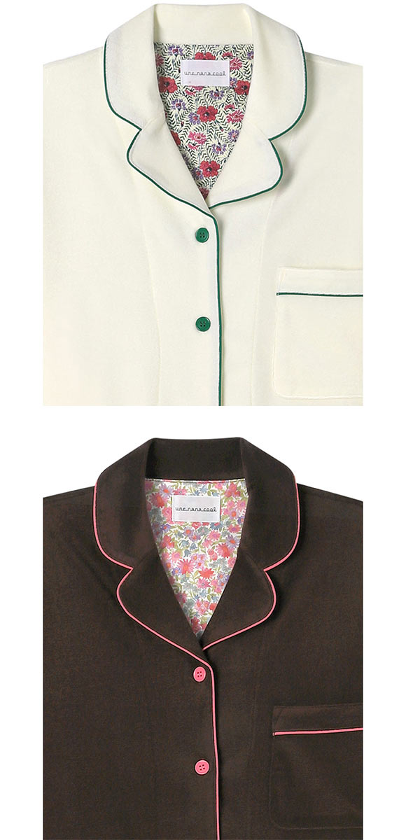 ウンナナクール なめらかパイルパジャマ MADE WITH LIBERTY FABRIC ルームウェア 上下セット 長袖 レディース une nana cool