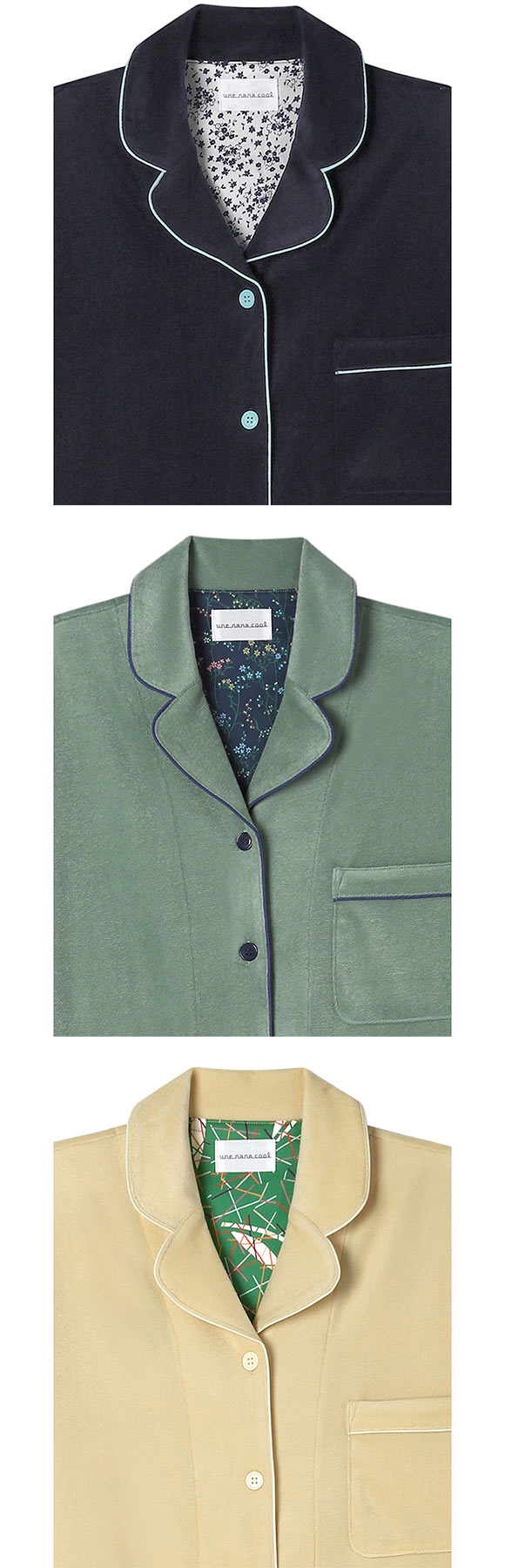 ウンナナクール なめらかパイルパジャマ MADE WITH LIBERTY FABRIC ルームウェア 上下セット 長袖 レディース une nana cool