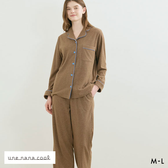 ウンナナクール 綿混 コットンパイルパジャマ MADE WITH LIBERTY FABRIC ルームウェア 上下セット 長袖 レディース une nana cool