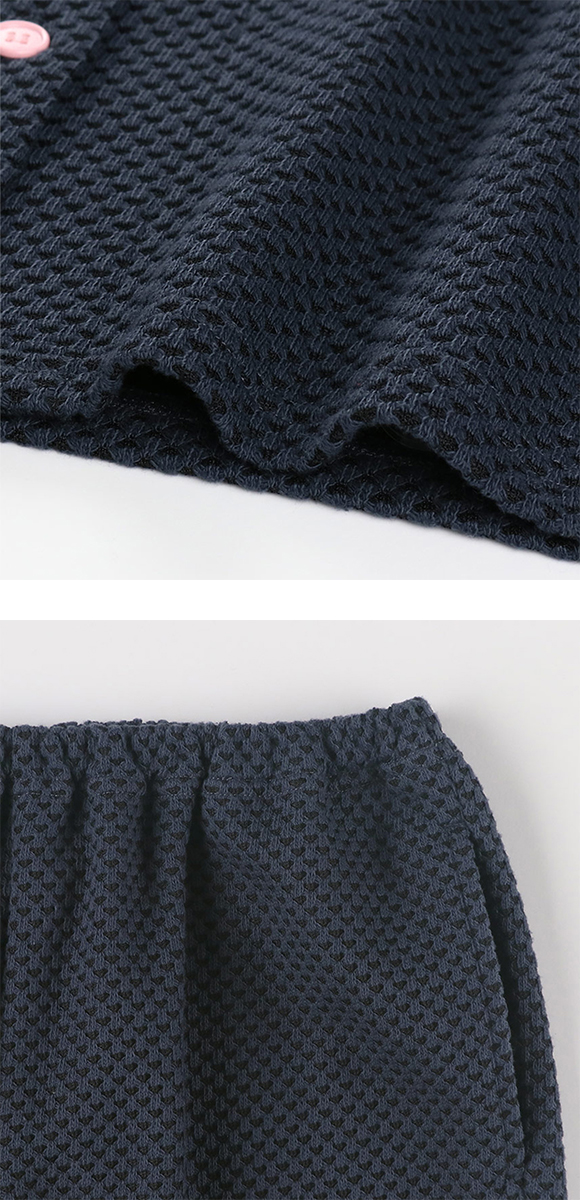 ウンナナクール 綿混 丸襟ぽこぽこ パジャマ ルームウェア 上下セット 長袖 レディース une nana cool