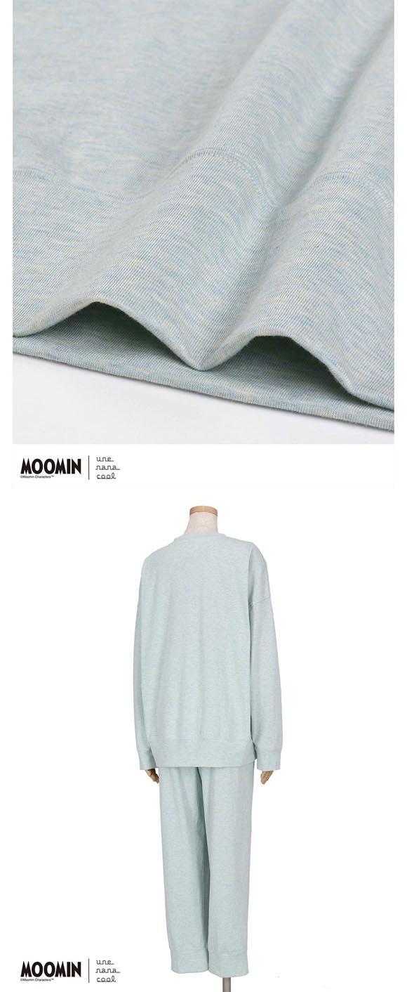 ウンナナクール MOOMIN × une nana cool 綿100％ 杢天竺長袖パジャマ ルームウェア パジャマ 上下セット 長袖 レディース