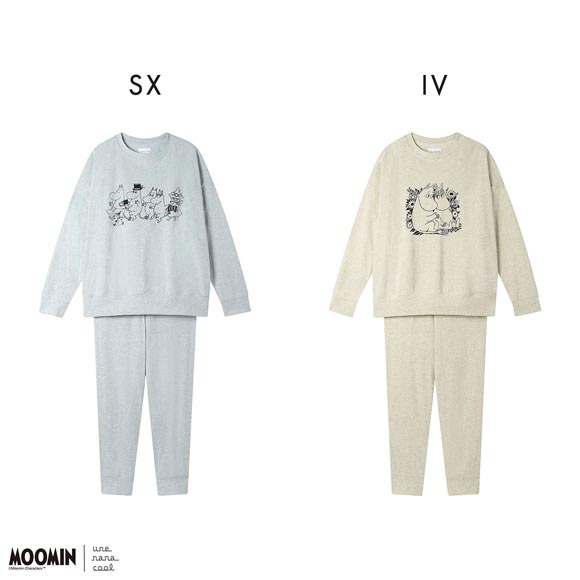 ウンナナクール MOOMIN × une nana cool 綿100％ 杢天竺長袖パジャマ ルームウェア パジャマ 上下セット 長袖 レディース