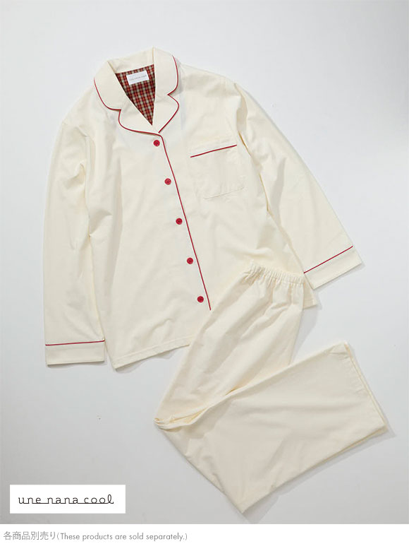 ウンナナクール 綿混 なめらか天竺パジャマ ルームウェア 上下セット 長袖 レディース une nana cool