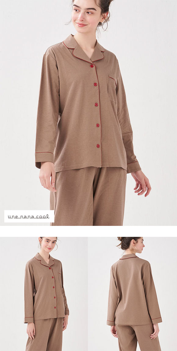 ウンナナクール 綿混 ラスティック天竺パジャマ MADE WITH LIBERTY FABRIC ルームウェア パジャマ 上下セット レディース une nana cool