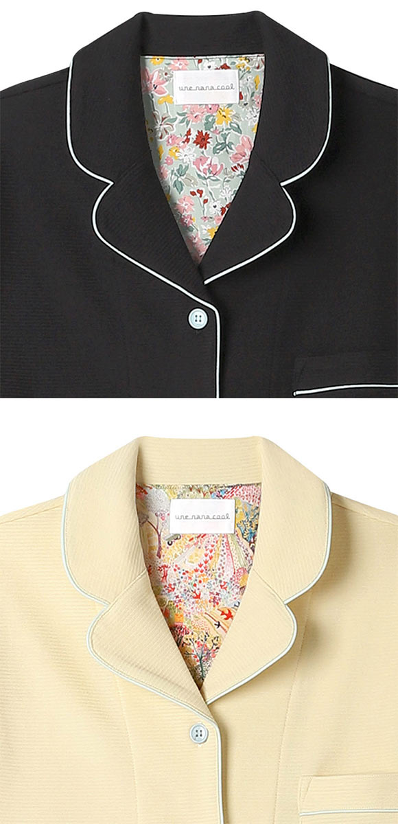 ウンナナクール 綿混 ラッセルストレッチパジャマ  MADE WITH LIBERTY FABRIC ルームウェア 上下セット 長袖 レディース une nana cool