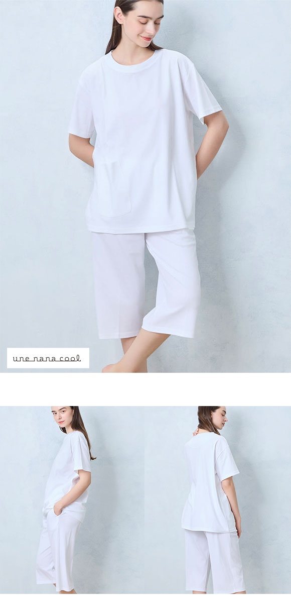 ウンナナクール 綿100％ なめらかシルケットスムース半袖パジャマ MADE WITH LIBERTY FABRIC ルームウェア une nana cool