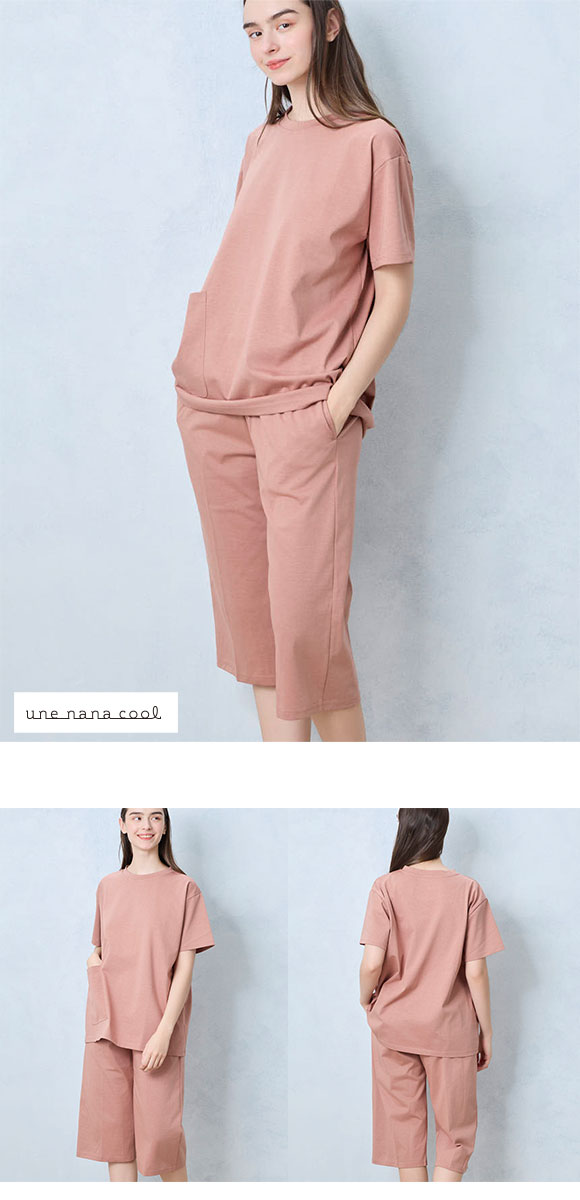 ウンナナクール 綿100％ シルケット天竺半袖パジャマ MADE WITH LIBERTY FABRIC ルームウェア パジャマ 上下セット une nana cool