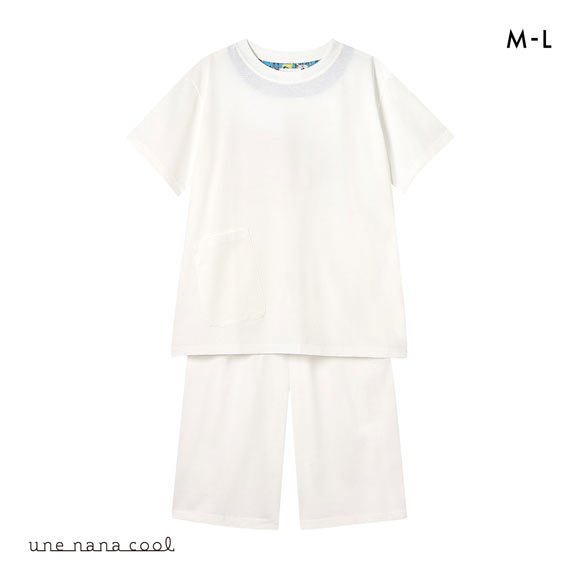 ウンナナクール 綿100％ シルケット天竺半袖パジャマ MADE WITH LIBERTY FABRIC ルームウェア パジャマ 上下セット une nana cool