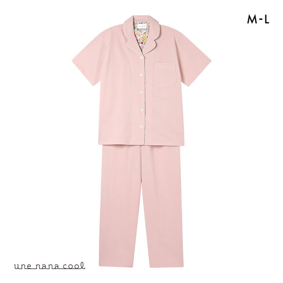 ウンナナクール 綿混 両染ジャージ 半袖 パジャマ MADE WITH LIBERTY FABRIC ルームウェア 上下セット レディース une nana cool