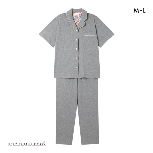 ウンナナクール 綿100％ 40ハイゲージ天竺半袖パジャマ MADE WITH LIBERTY FABRIC ルームウェア パジャマ 上下セット une nana cool