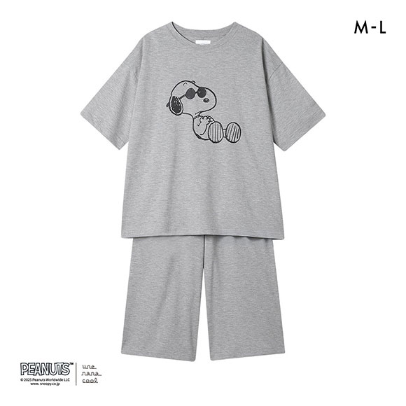 ウンナナクール 綿混 PEANUTS × une nana cool やわらか天竺パジャマ スヌーピー ルームウェア 上下セット 半袖 レディース une nana cool