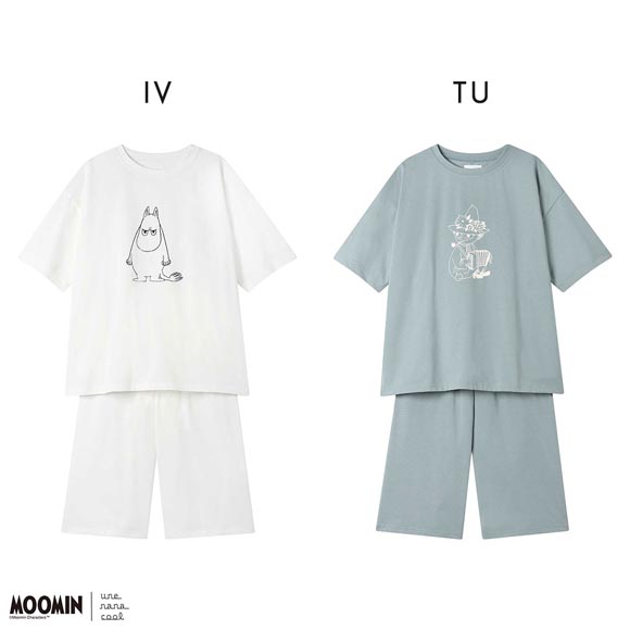 ウンナナクール MOOMIN × une nana cool 綿100％ 天竺半袖パジャマ ルームウェア パジャマ 半袖 上下セット une nana cool