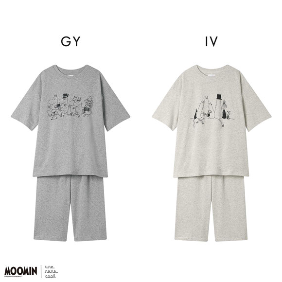 ウンナナクール MOOMIN × une nana cool 綿100％ やわらかガーゼ裏毛半袖パジャマ ルームウェア パジャマ 上下セット 半袖 レディース