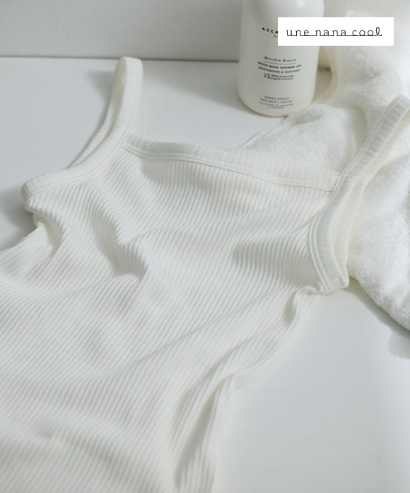 ウンナナクール une nana cool 綿100％生地使用 リブ編みコットン キャミソール インナー