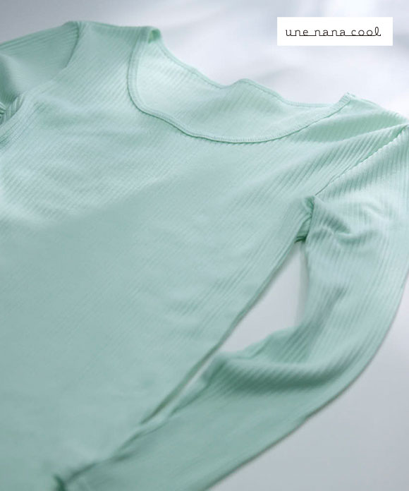 ウンナナクール une nana cool 綿100％生地使用 リブ編みコットン 長袖 トップス インナー