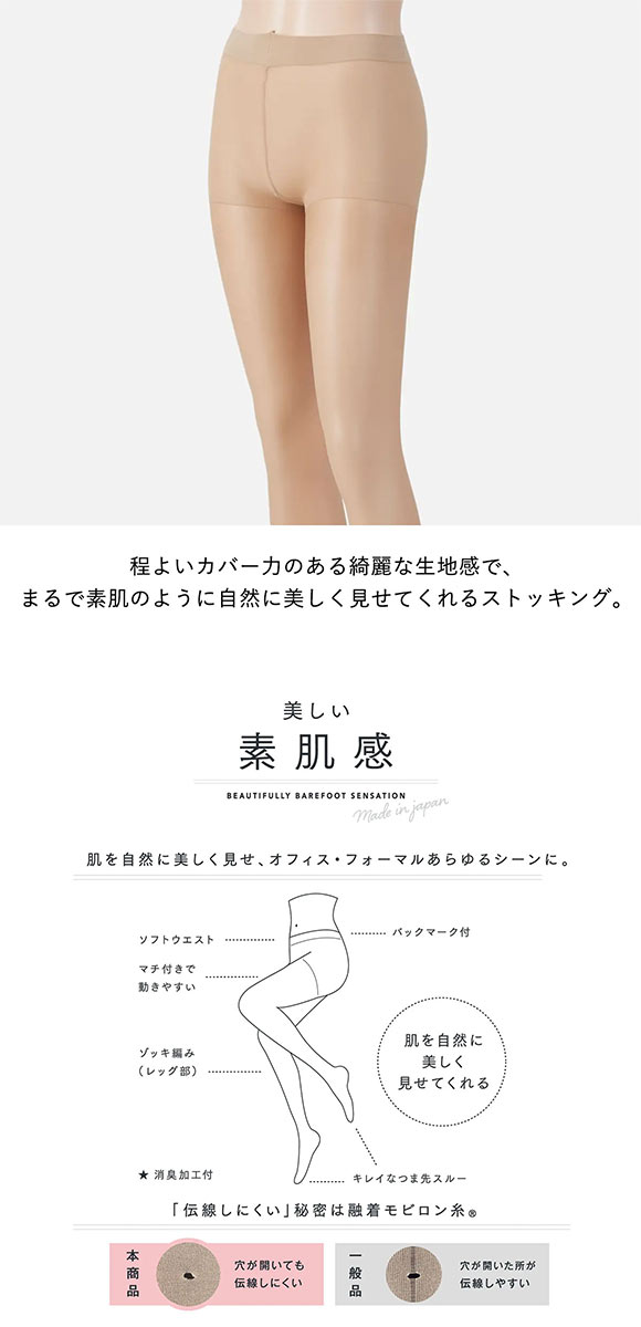 タビオ Tabio 美しい素肌感ストッキング 定番 パンスト 伝線しにくい TLサイズ レディース 日本製