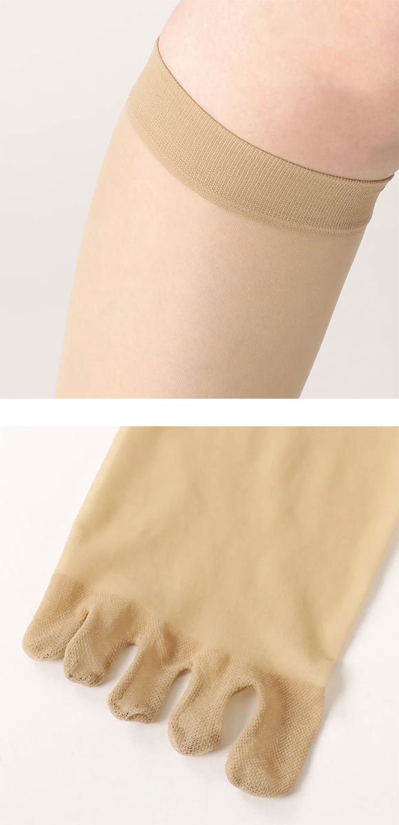 タビオ Tabio 5本指ハイソックス丈ストッキング ショートストッキング 指先メッシュ 伝線しにくい レディース 日本製 22.0-25.0cm