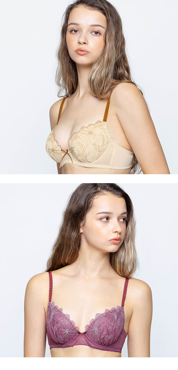 アンフィ ブラ＆ショーツセット まる胸メイク 谷間 大花 ABCDE ブラジャー ショーツ セット 大きいサイズ AMPHI BCC231