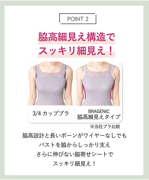 アンフィ AMPHI ブラジェニック BRAGENIC ブラジャー ノンワイヤー 脇高細見えタイプ 3/4カップ ABCDEFG 単品