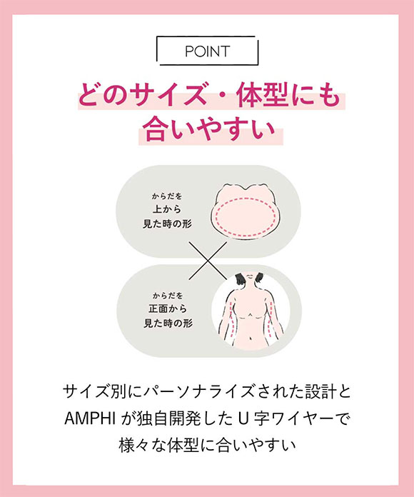 アンフィ AMPHI スタイリストフォーユー stylist 4U ブラジャー 3/4カップ ABCD BOG300 サイズ別設計 脇高